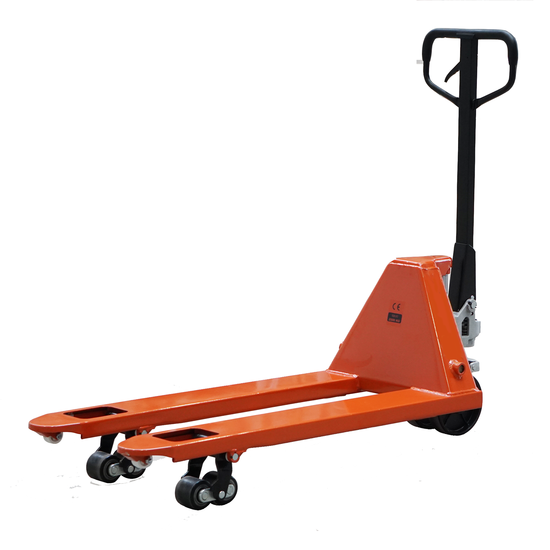 Gabelhubwagen 2500kg STANDARD Gummi / Tandem PU - Farbe: rot