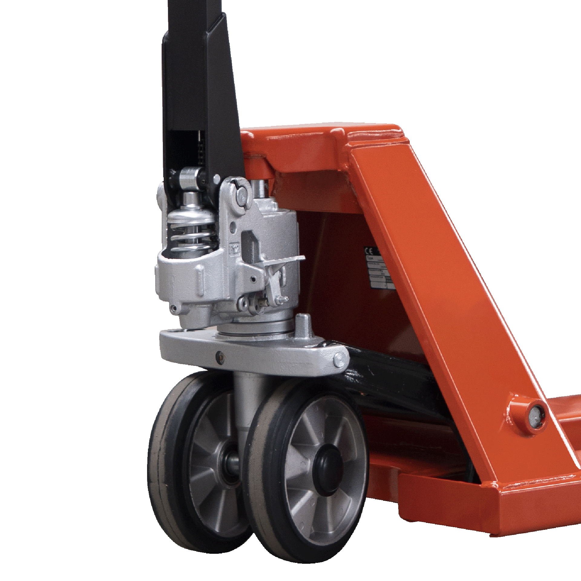 Gabelhubwagen 2500kg STANDARD Gummi / Tandem PU - Farbe: rot