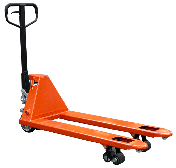 Gabelhubwagen 2500kg STANDARD Gummi / Tandem PU - Farbe: rot