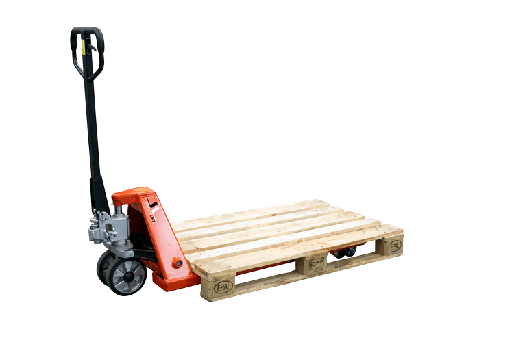 Gabelhubwagen 2500kg STANDARD Gummi / Tandem PU - Farbe: rot