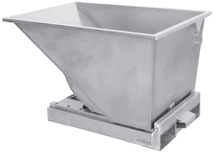 STAPLERLIFT Kippmulde für Gabelstapler Edelstahl PLUS+ - verschiedene Größen - Kippcontainer Kippbehälter für Stapler Transportbehälter Lebensmittel